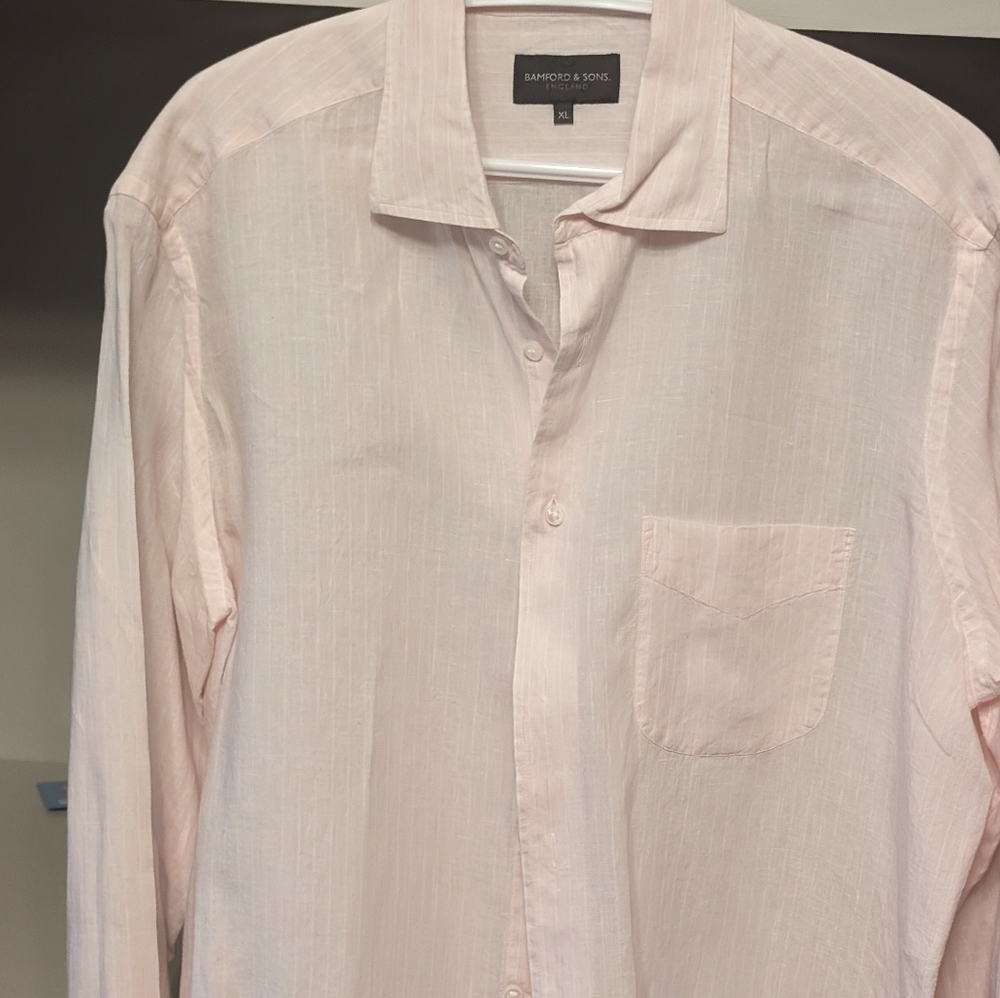 Bamford & Sons Men's XL 100% linen, pink, made in Italy super gorgeous, elegant